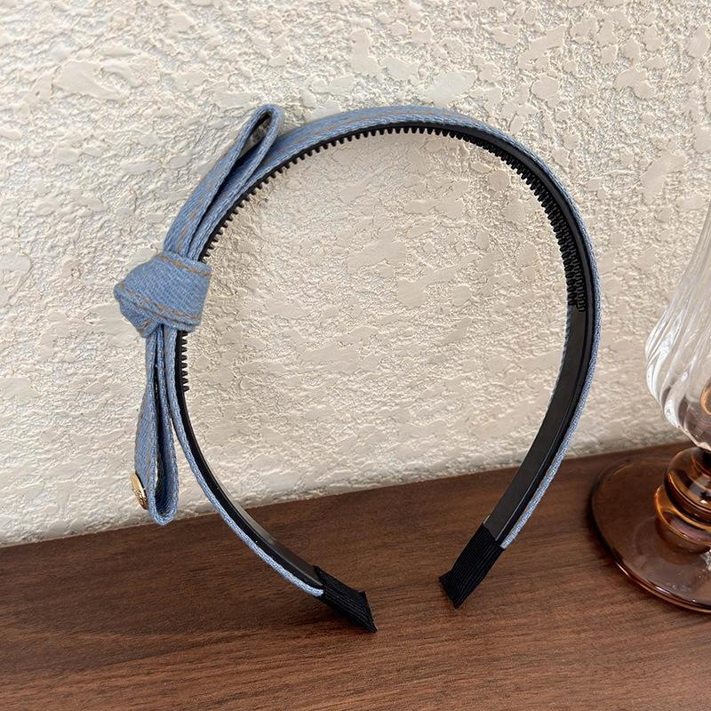 

Элегантная джинсово-синяя повязка на голову с бантом и зубчиками, ретро-повязка для женщин, девочек, резинки для волос, аксессуары для волос
