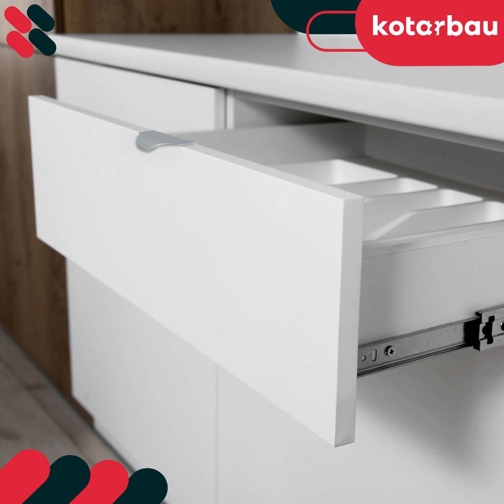 Kotarbau® Modern Aluminum Silver Edge Furniture Handle 96/116 Mm Set Of 6