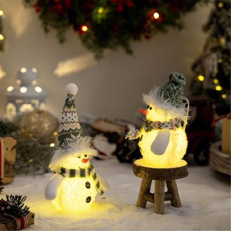 Set Of 2 Decorative LED Lamps Snowman Ornament with Colorful Accessories Elegant Christmas Ornamentation Supplies