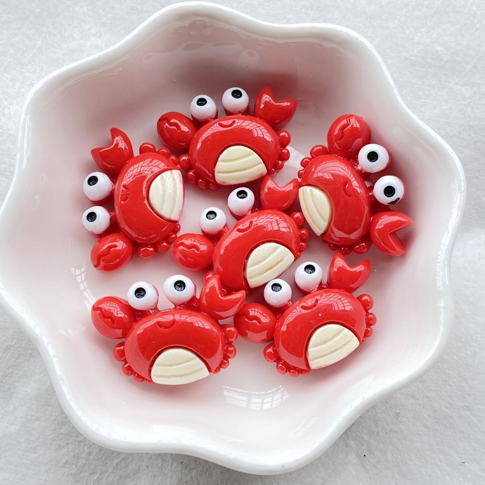 10Pcs New Resin Cartoon Starfish, Crab, Shell, Fish Series Flat Back Cabochons Scrapbooking DIY Jewelry Craft Decoration