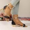 Fashion Gold Chain Sandals Buckle Flip Flops Flat with Casual Roman 2025 Summer Open Toe Sandals Small Heel Daily Sandalies for Women
