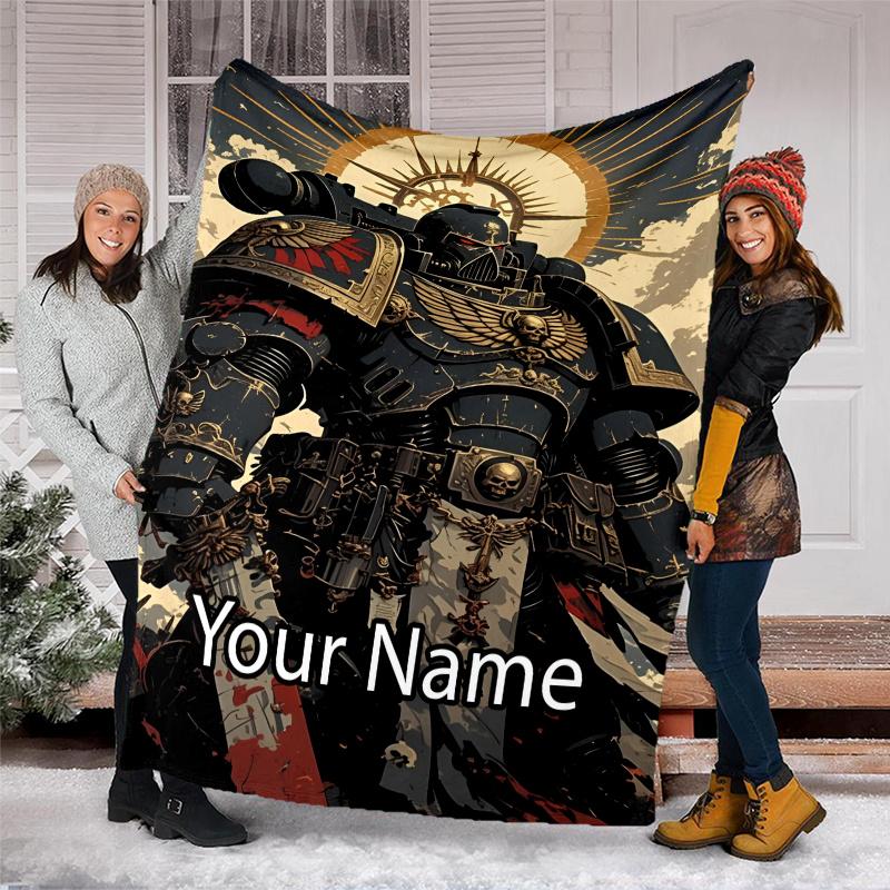 Custom Name Warhammer 40K Theme Printed Blanket - Perfect for Couch, Bed, Travel & Outdoor Use | Machine Washable, Cozy & Durable.