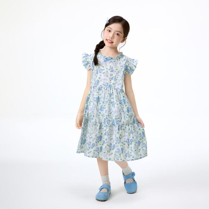 Girls' Summer Floral Ruffle Trim Flutter Sleeve Dress