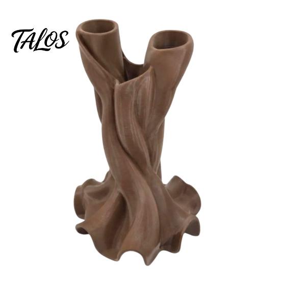 Artistic Sculpture Ornament 3D Printed Flower Vase, Matte Wood Grain Double Tube Ornament, Mid Modern Vase Century Style Floral Arrangement, for Dried коричневый