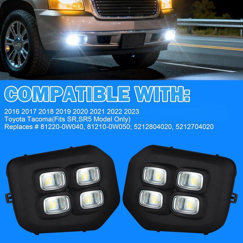 For Toyota Tacoma 2016 - 2023 (Fits SR,SR5 Model Only) 4 Eyes LED DRL Light Assembly Kit Daytime Running Light with Turn Signals
