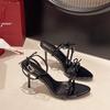 Fashion Summer 2025 Fashion Bowknot High Heel Shoes Women Open Toe Shoes Dresses Sandals Summer Women Elegant Thin Heel Sandals 125