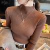 Maglione lavorato a maglia a collo alto a metà autunno e inverno da donna, vintage, a maniche lunghe, con fondo, da donna, top, maglione, pull 22848