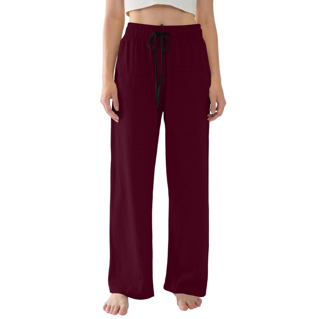 Womens Pajama Pants Lightweight Casual Comfy Palazzo Pants Sleepwear Loungewear Bottoms With Pockets