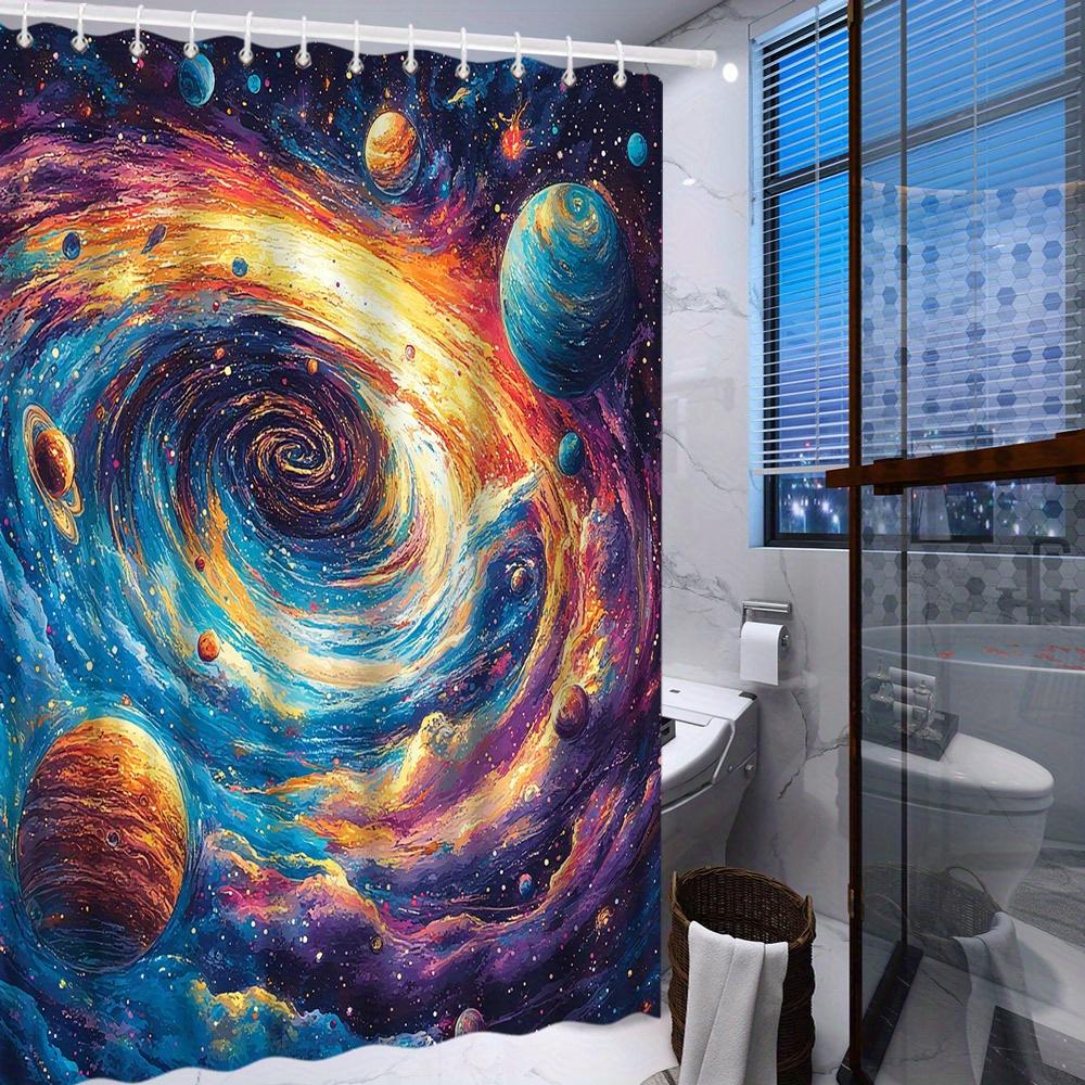 Galactic Vortex Waterproof Mildew-Resistant Shower Curtain - Cosmic Design for a Futuristic Bathroom Décor Experience