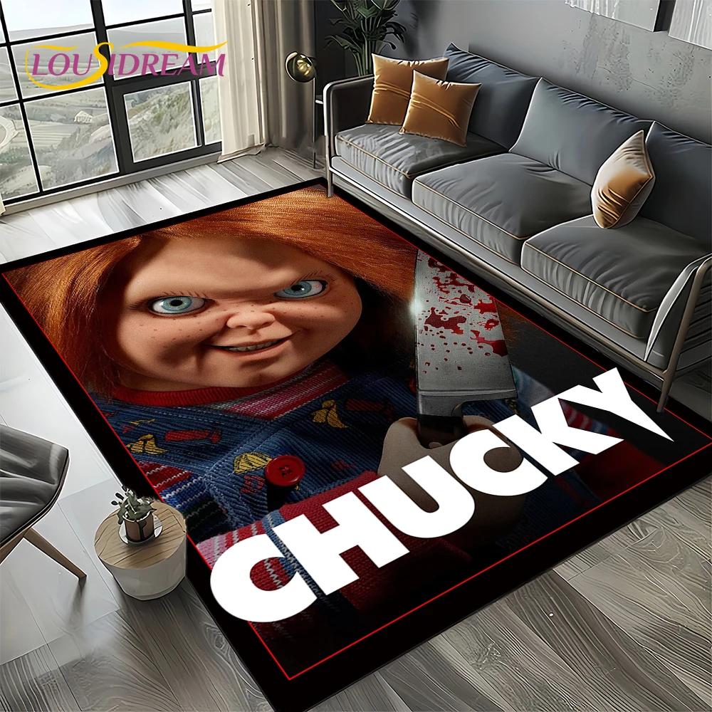 Horror Movie Chucky Pennywise Halloween Saw Character Carpet Rug for Living Room Bedroom Home Sofa Decoration,Non-slip Floor Mat