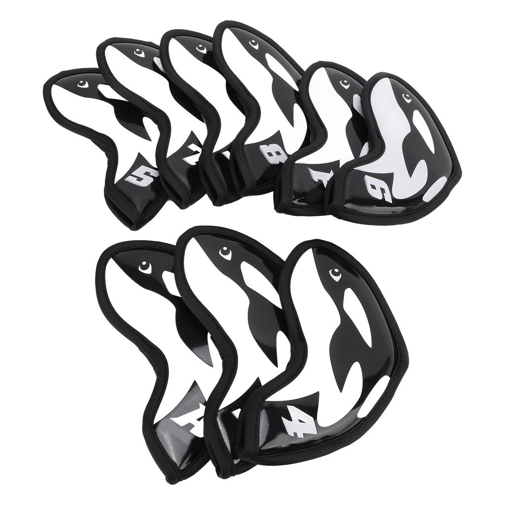9Pcs Golf Club Head Covers Ball Driver PU Cover Cartoon Putter Iron Headcover for Training Competition