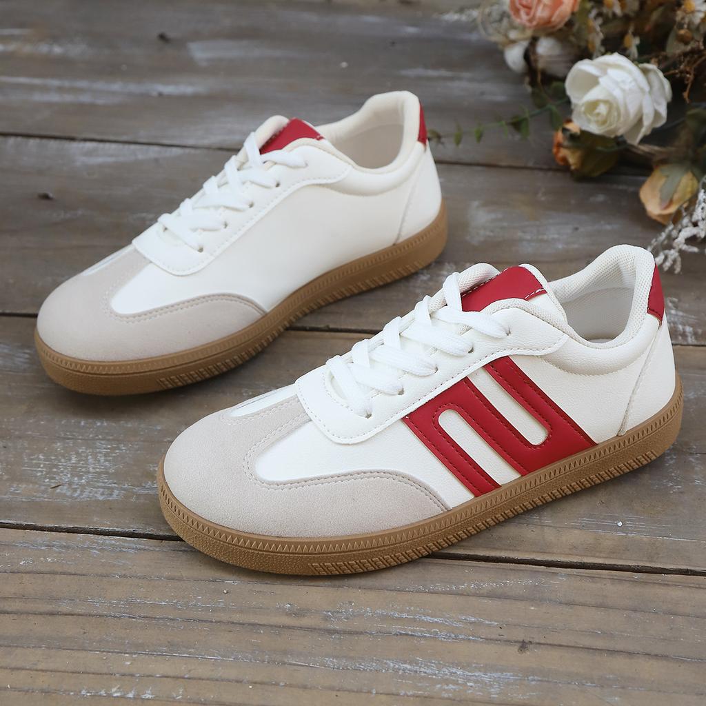 Fashion Black White Striped Flat Sneakers Women Lightweight Lace Up Sports Shoes Woman Non Slip Breathable Casual Sneakers