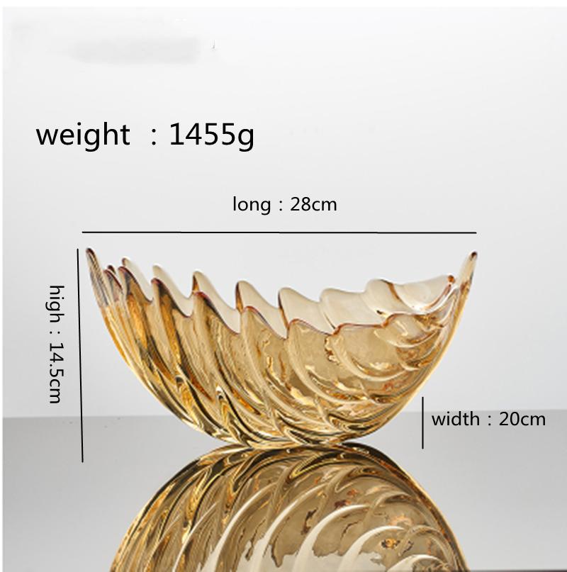 

European Leaf Fruit Plate Living Room Coffee Table Decoration Home Storage Tray Crystal Glass Dried Fruit Plate Snack Fruit Bowl