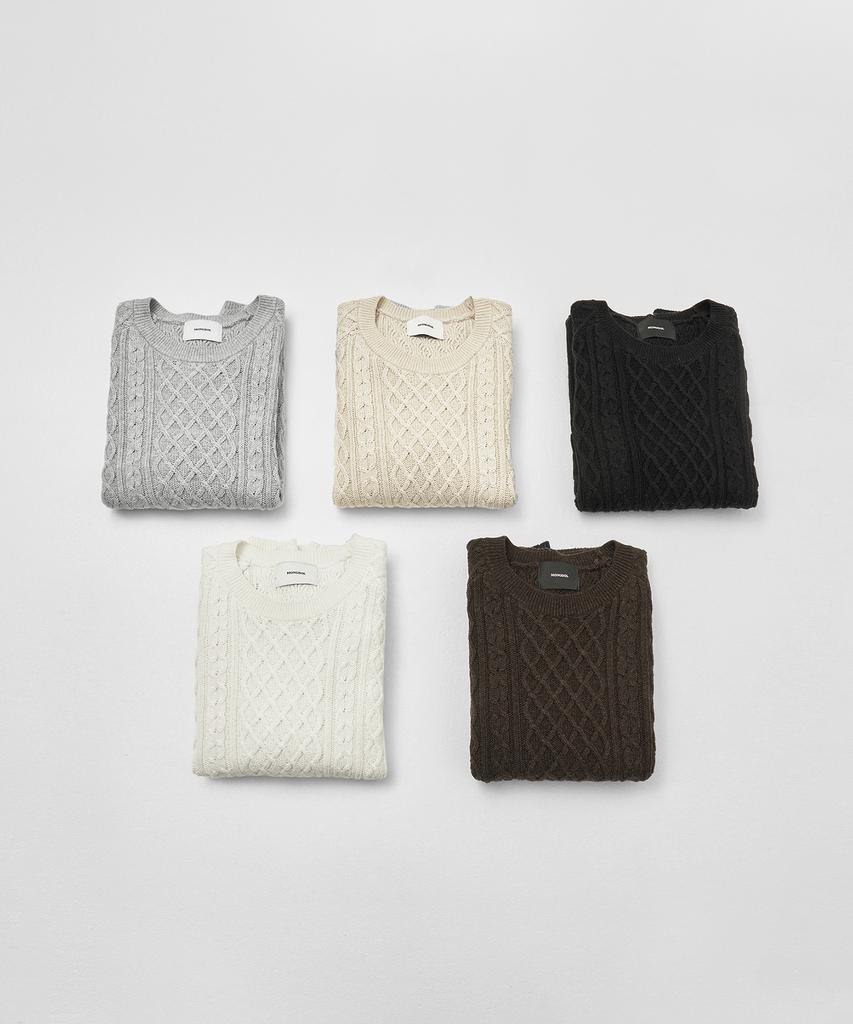 MONGDOL [From Italy] Cable Round Neck Short Sleeve Knit Top Mdkt100_5 Colors
