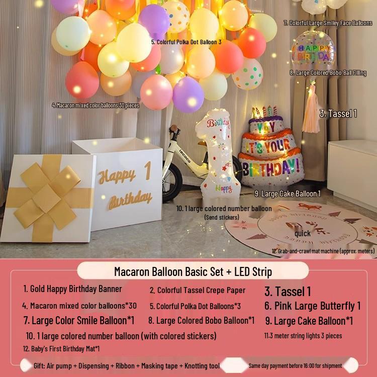 One-Year-Old Birthday Party Balloon and Photo Background Decor