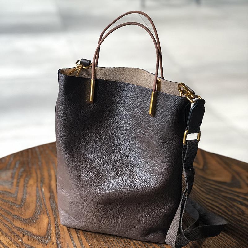 Johnature bolso Simple de cuero genuino para mujer, bolso de cuero vacuno suave Natural, bolso compuesto, bolsos de hombro