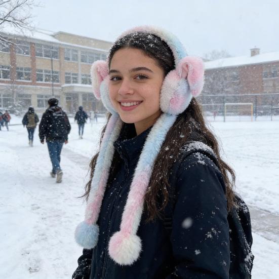 Dámský zimní ohřívač uší Roztomilé plyšové náušníky s pohyblivými skákacími králičími uši Přechodová barva Kryty uší Čelenka pro ženy dívky