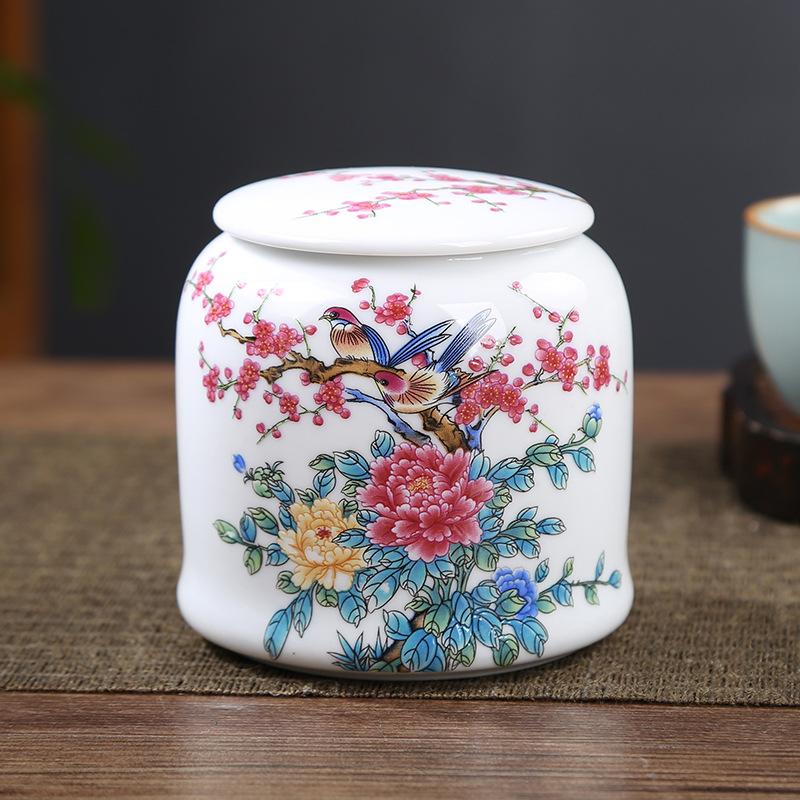Керамическая чайная банка, пейзажная живопись, банка общего назначения, кофейная, пищевая, влагостойкие герметичные банки для хранения, белая фарфоровая чайная банка