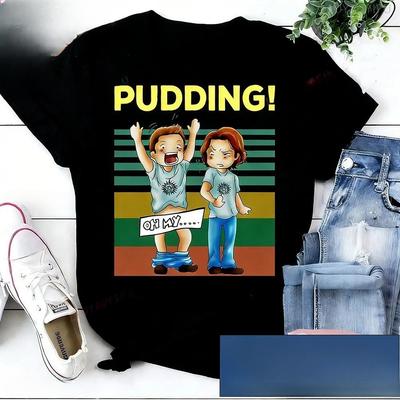 Pudding Dean  Sam Winchester Oh My Funny TV Series Vintage TShirt Winchester Brothers Shirt Short Sleeve Tshirts Graphic Tee