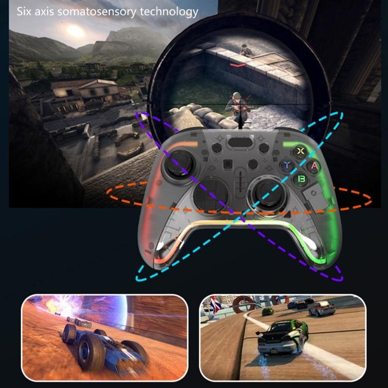 Gaming Controllers With Hall Triggers RGB LED Lights Remote Joystick Gamepad Accessories Bluetooth-compatible Controller