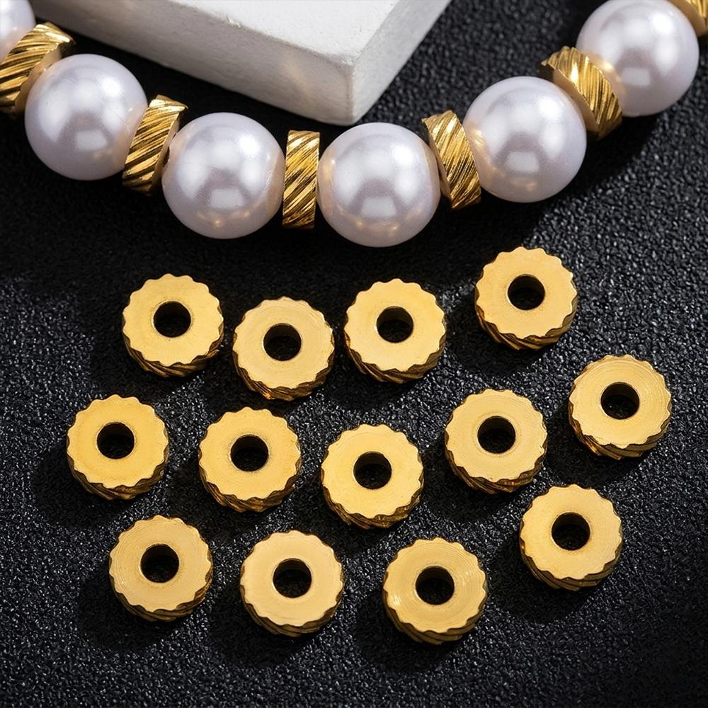 20pcs Stainless Steel Spacer Beads 2mm Hole Loose Beads Charm for Jewelry Making DIY Bracelet Necklace Supplies Finding No Fade