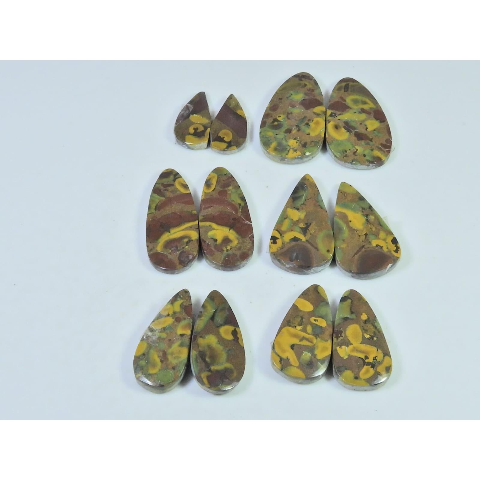 125Cts. Natural Fruit Jasper Matched Pair Fancy Loose Gemstone 06Pair Lot C-2195