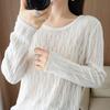 Fashionable Round-neck Knitted Sweater for Women In Autumn and Winter Thin Cut-out Sweater Loose Long-sleeved Pullover