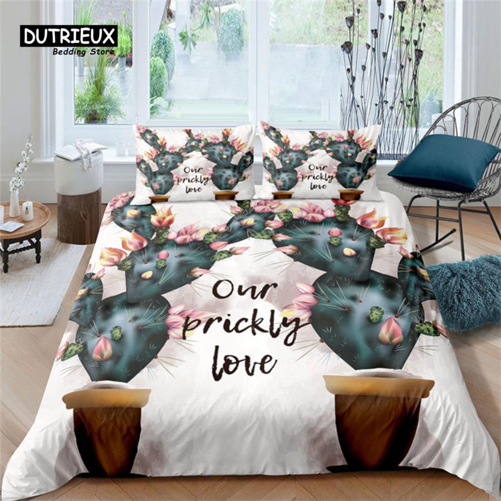 

Мультяшный кактус пододеяльник тропическая ботаника садовые растения 3D принт постельное белье набор суккуленты наволочка микрофибра чехол для одеяла EU single(135x200cm)
