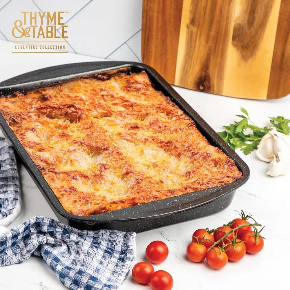 Nonstick Lasagna Roasting Pan Durable Aluminized Steel Bake Serve Casserole Deep Oven Safe Easy Clean Kitchen Cookware