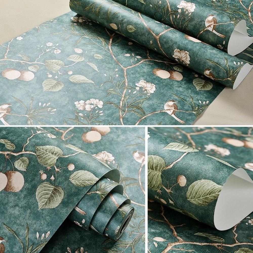 Non-woven Fabric Self Adhesive Wallpaper Aluminum Foil Bottom American Retro Wall Sticker  Wardrobe