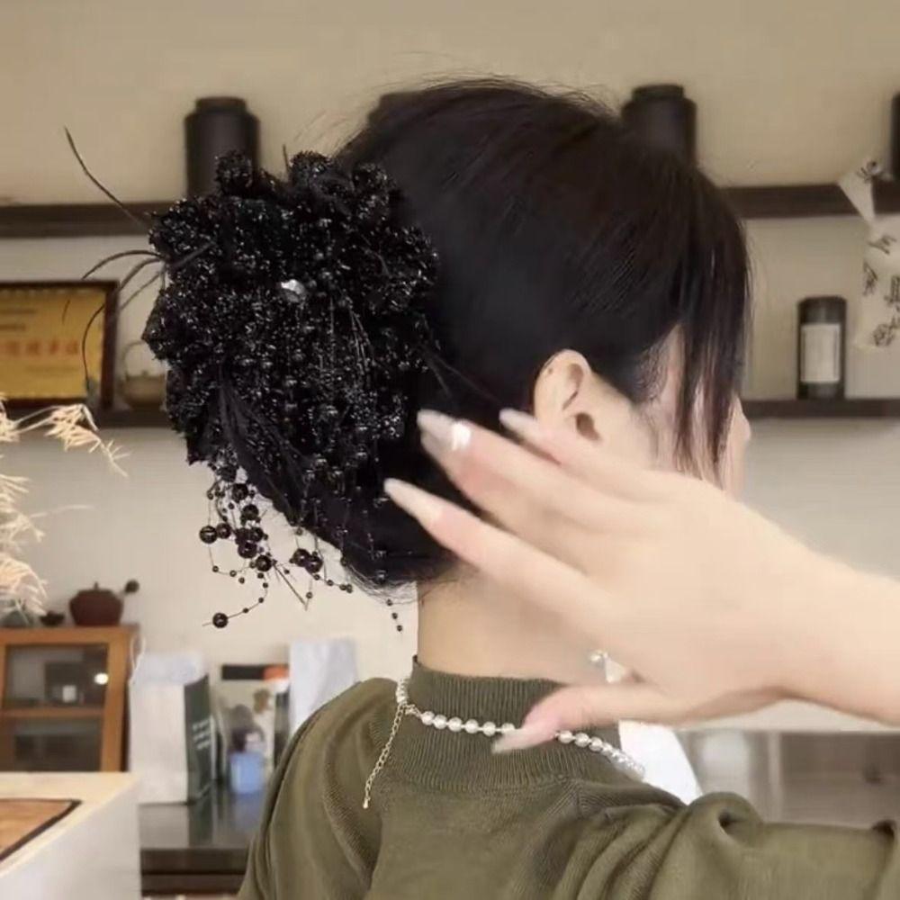 Sequin Hair Claw Peony Flower Flower Hairgrips Fashion Crab Hair Clips  Girl