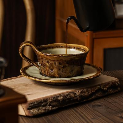 Kaffeetasse und Untertasse Set Keramik Leopardenmuster Japanisch Retro Böhmisch Ins Kreativ Nachmittagstee Kreative Latte-Tasse