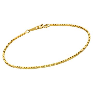 [Shinjuku Gin no Kura] Goldene Venezianische Kette Armband, 1,4 mm Breit, 17 cm, Silber 925, 24 Karat Gold, Beschichtet, Gliederkette, Quadratisch