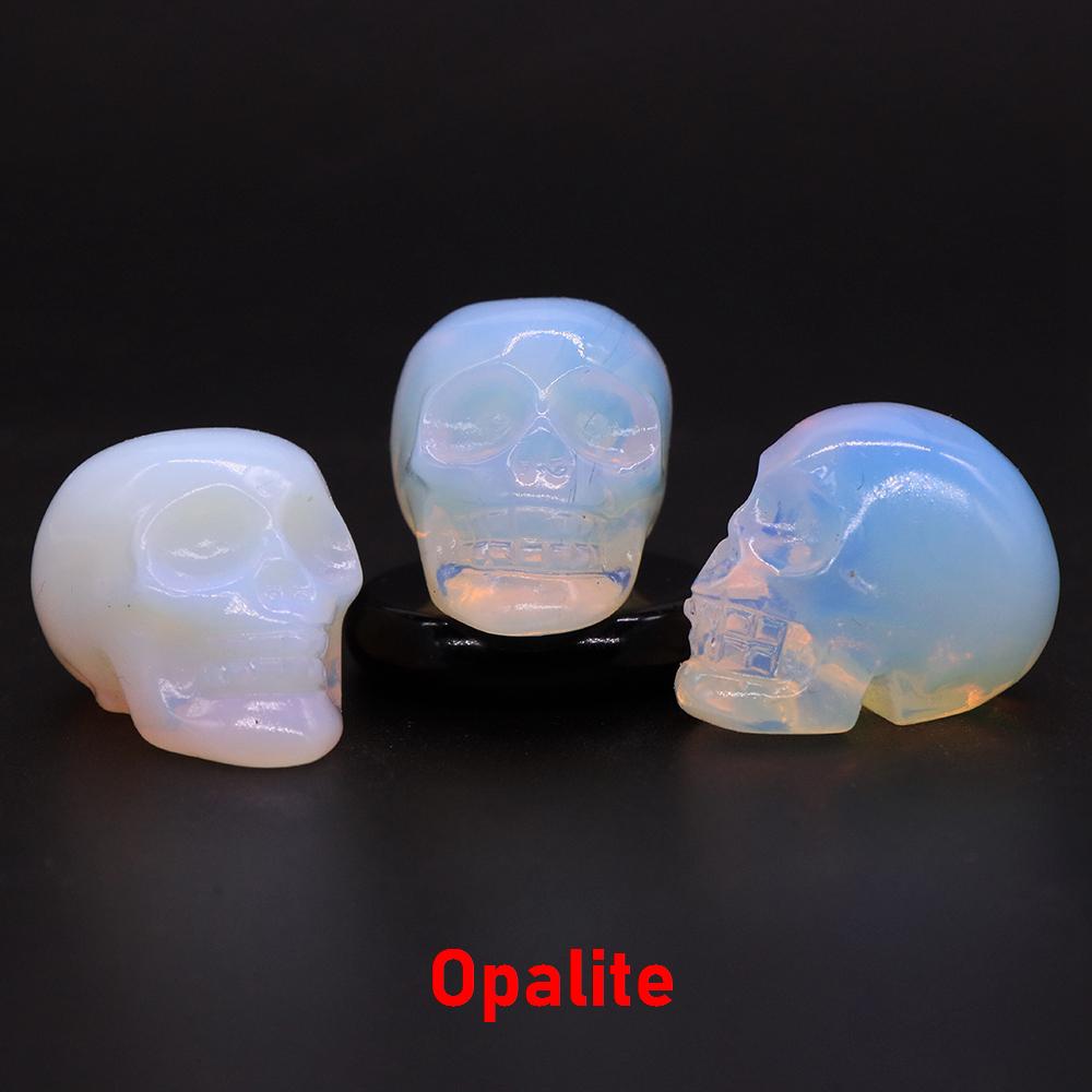Natural Crystal Skull Ghost Head Statue Rose Quartz Stone Reiki Collectible Diy Gem Carved Spiritual Wicca Home Decor Gift 30Mm