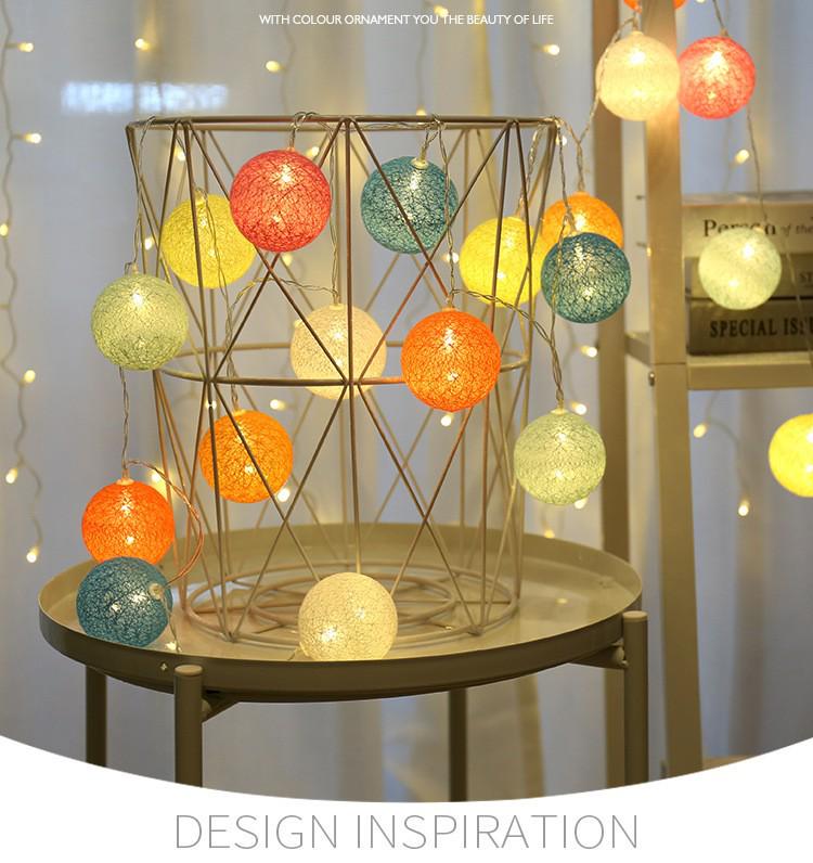 USB LED Cotton Ball String Lights - Christmas Holiday Starry Sky Decorative Flashing Lights