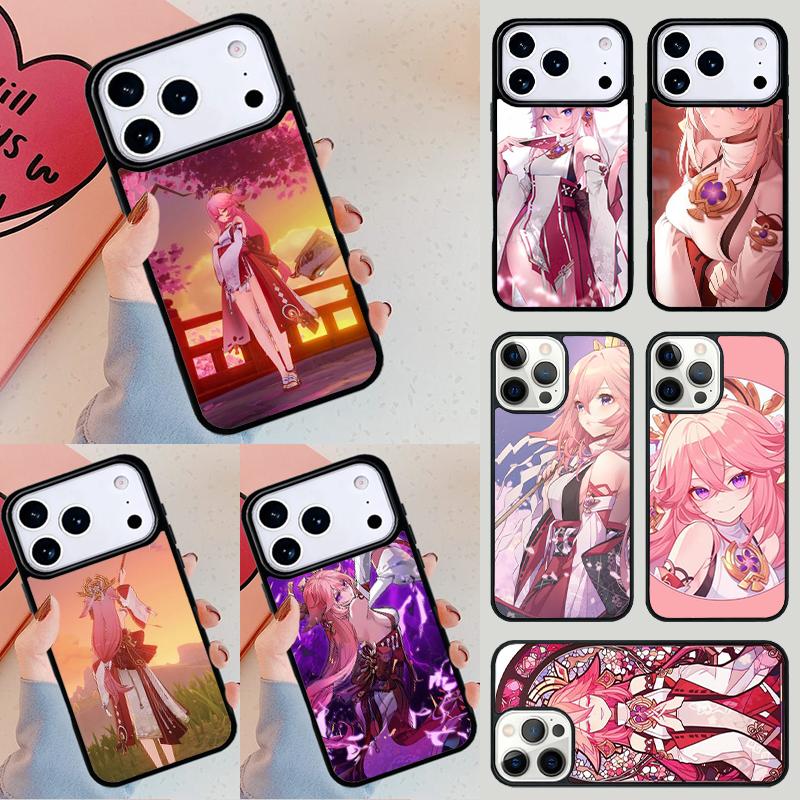 Genshin Impact Yae Miko Phone Case For iPhone 17 Air 14 15 13 12 Max Cover For Apple 14 15 16 16e 11 Pro Max Plus Coque