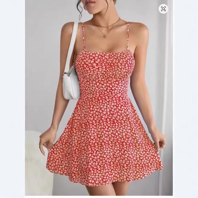 2026 Spring/Summer Floral Spaghetti Strap Beach Dress for Women