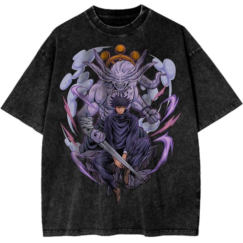 

Jujutsu Kaisen Megumi Fushiguro Vintage Anime TShirt Mens Summer new Fashion Street YK Top Clothing pure cotton Top M