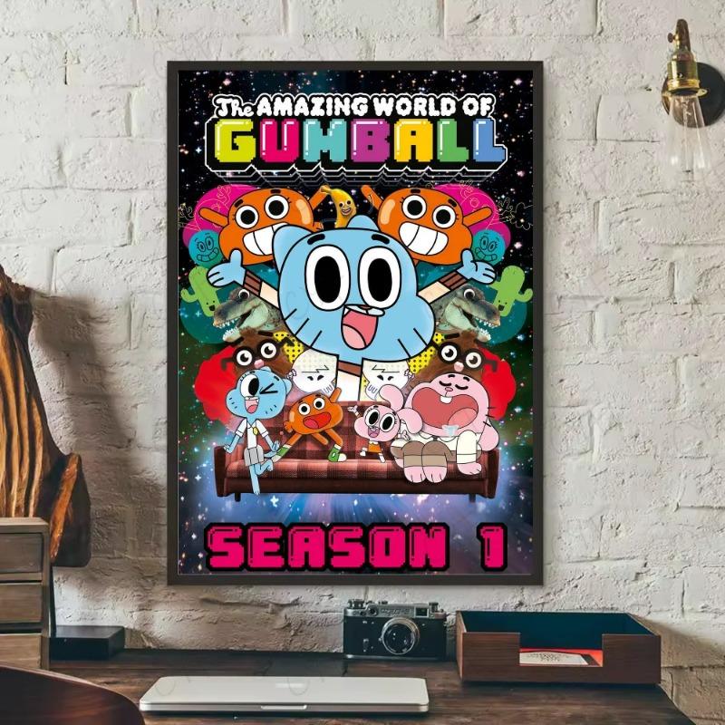Fashion T-The Amazing World of Gumball Poster HD Art Sticky Wall Waterproof Home Living Room Bedroom Bar Aesthetic Decoration