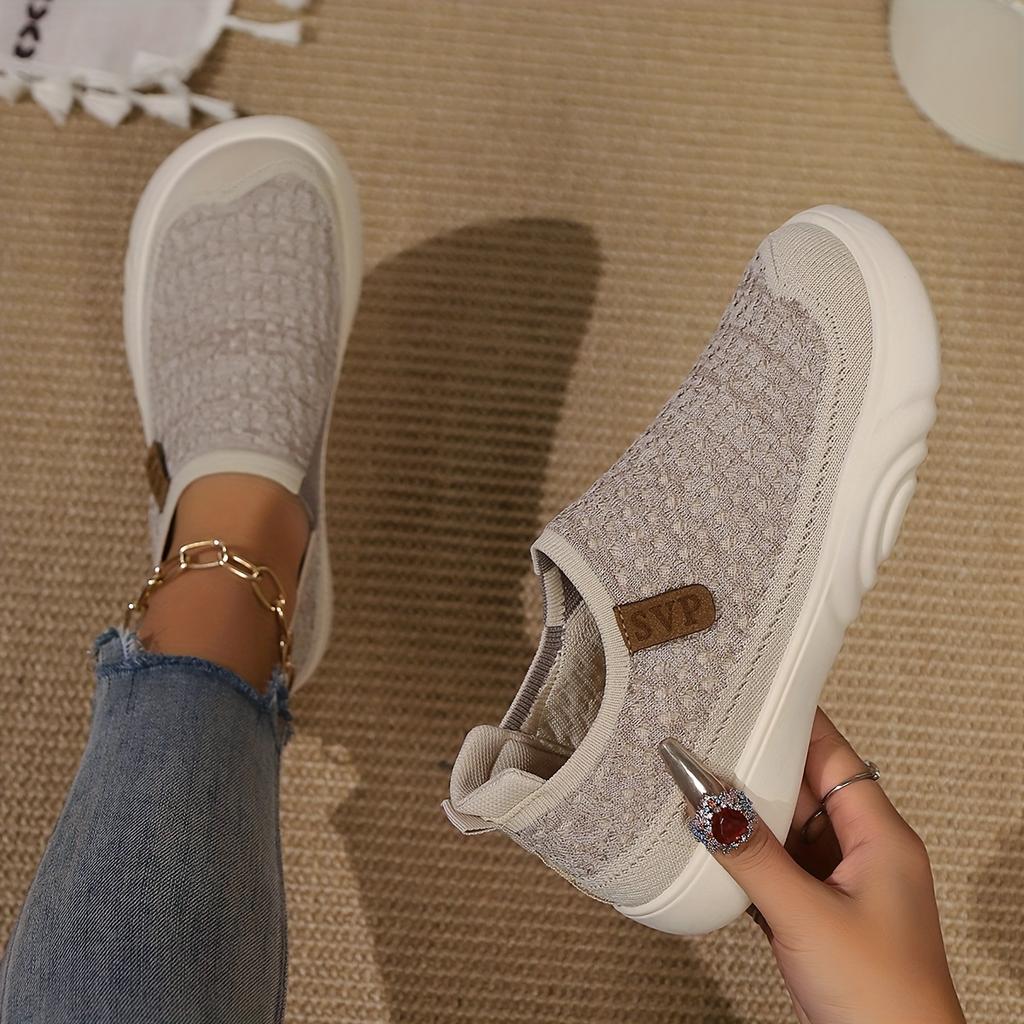 Women's Breathable Knit Loafers Comfortable Slip-On Walking Shoes with Soft Sole Shoes