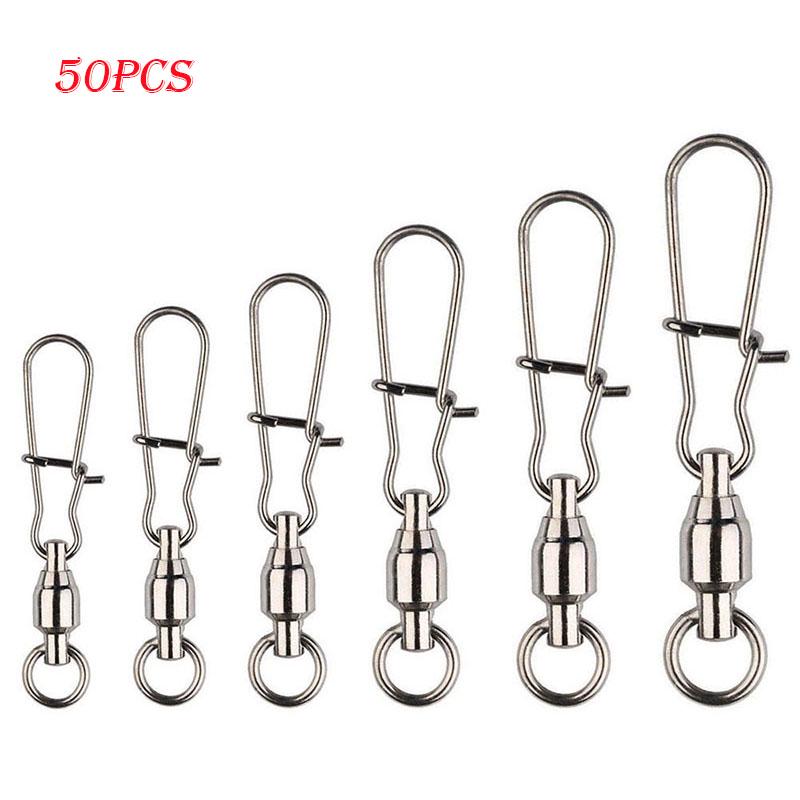 

50pc Stainless Steel Ball Bearing Fishing Swivel With Lock Snap Dual Snap Lock 0# 24mm