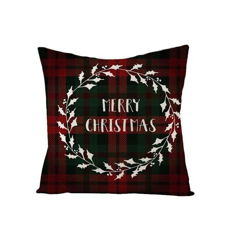 Christmas Linen Pillowcase Home Holiday Decoration Gift Pillow Cushion Cover