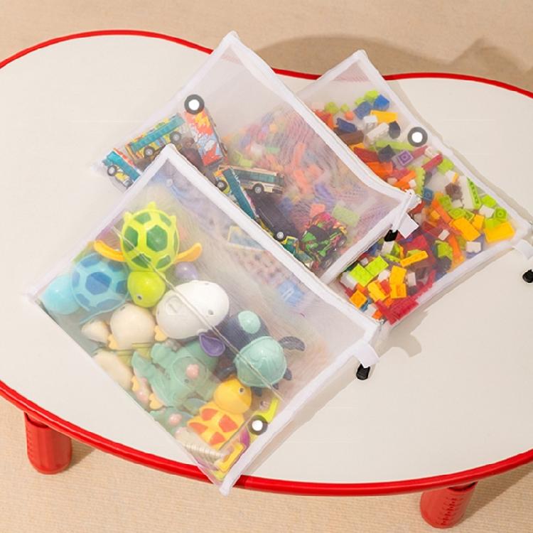 Mesh Sorting Pouches For Building Blocks Puzzle Zippered Closure Transparent Storage Solution For Small Toy