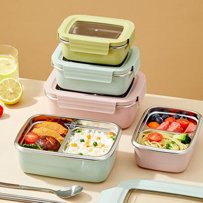 Piknikowy Przenośny Pojemnik na Lunch Bento Dużej Pojemności 1/2 Komórki Szczelny Stal Nierdzewna 304 Pojemnik na Żywność Bezpieczny w Kuchence Mikrofalowej