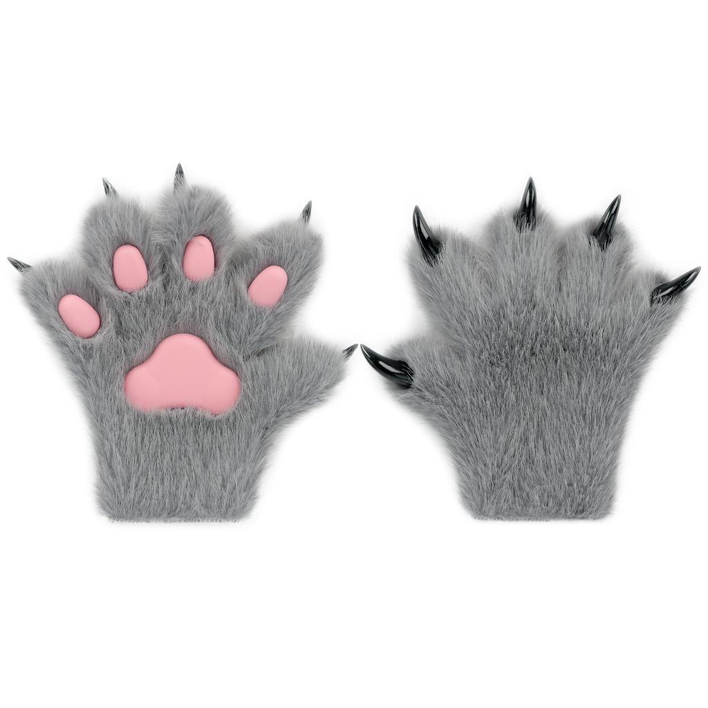 Plush Cat Paw Beast Costume Gloves with Nails Comic Exhibition Cat Paw Prop Decoration Beast Costume Beast Paw Hand Cute Props