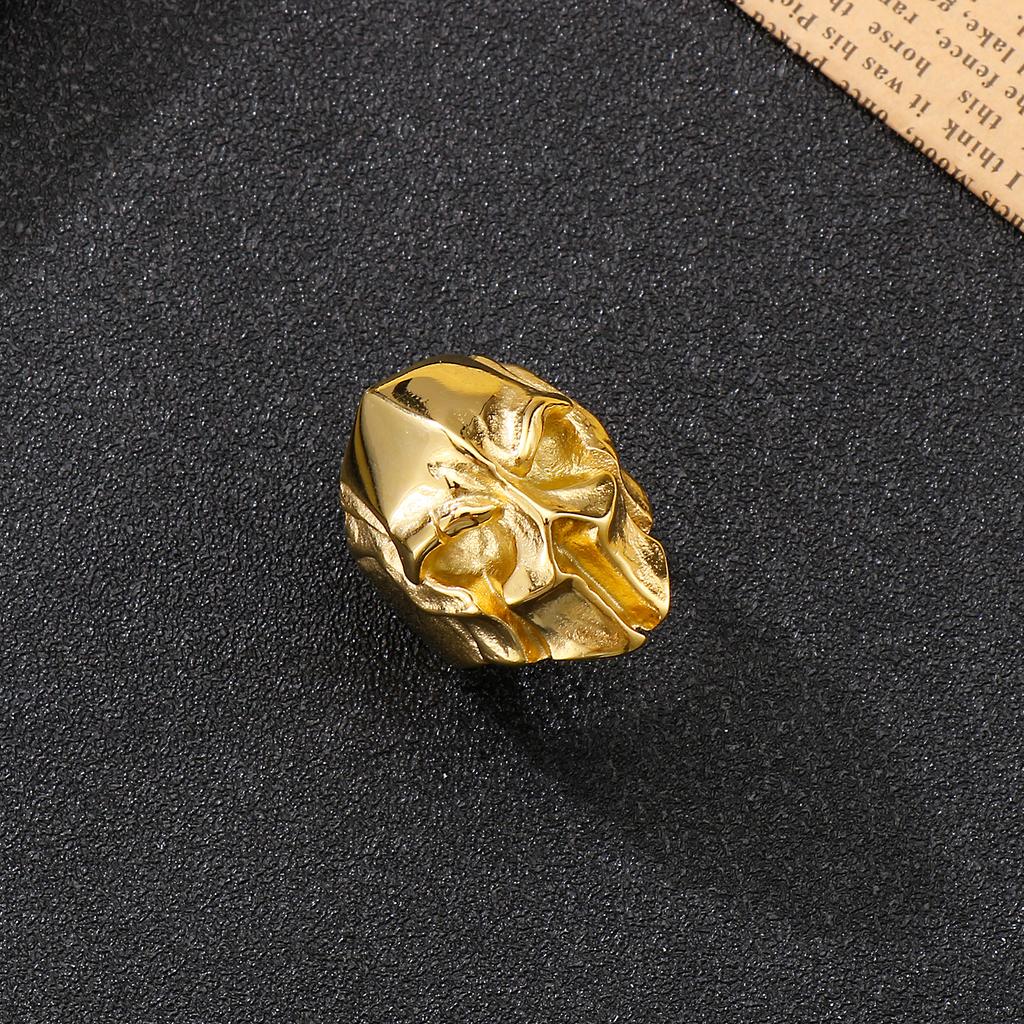 7-12# Vintage Stainless Steel Skull Silver Gold Color Ring Mens Skull Biker Rock Roll Gothic Punk Skull Mask Ring Jewelry Ring