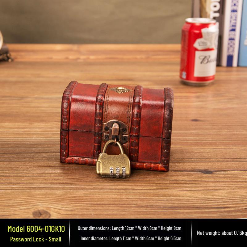 Antique-Style Distressed Wooden Jewelry Box with Lock – Secret Storage Treasure Chest Prop