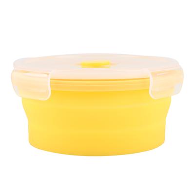 500ml Runde Silikon Bento Box Faltbare Lunchbox Mikrowellen-Lebensmittelbehälter (Gelb)