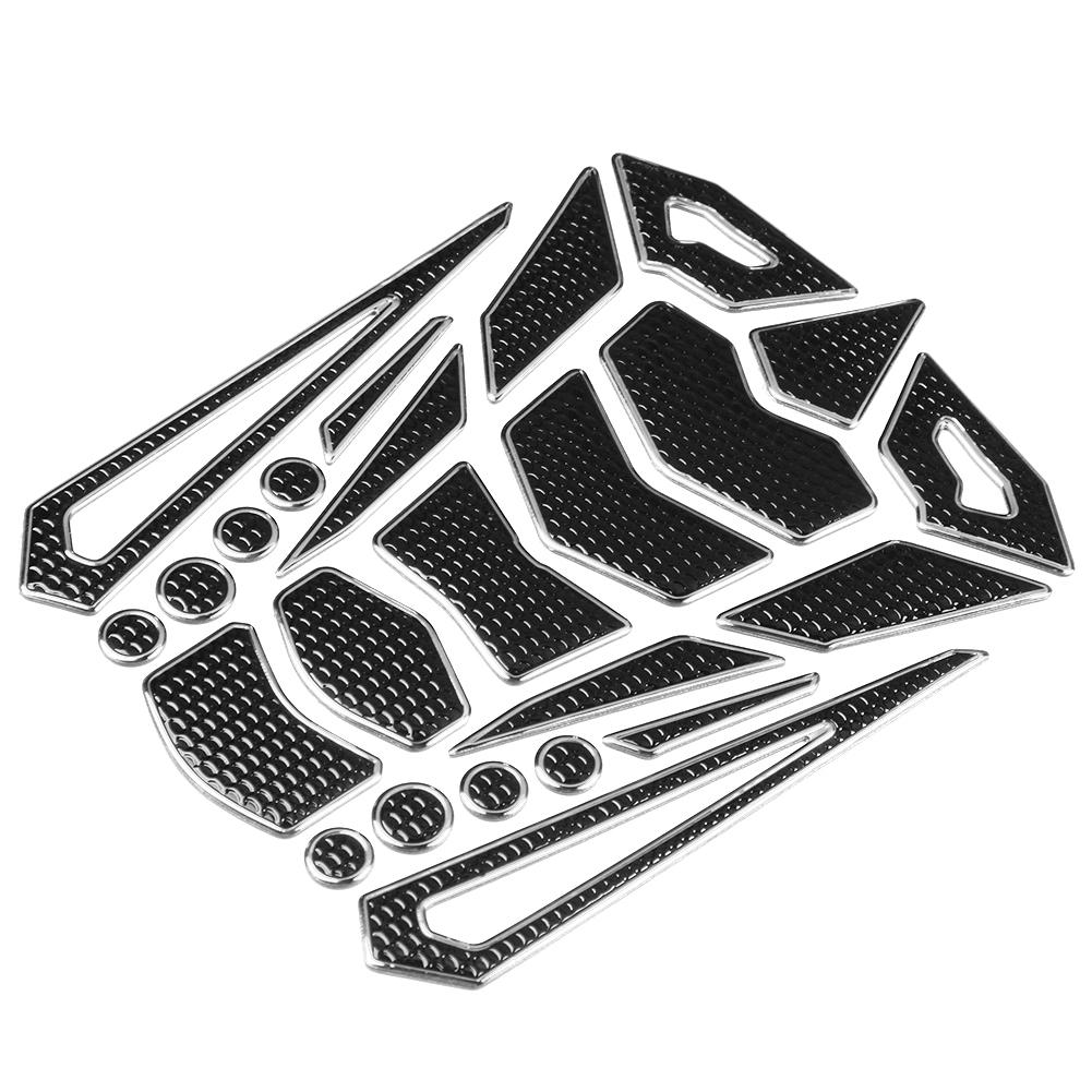 Universal Motorcycle Gas Fuel Oil Tank Pad Stickers Protector Tank Traction Pad(silver edge)