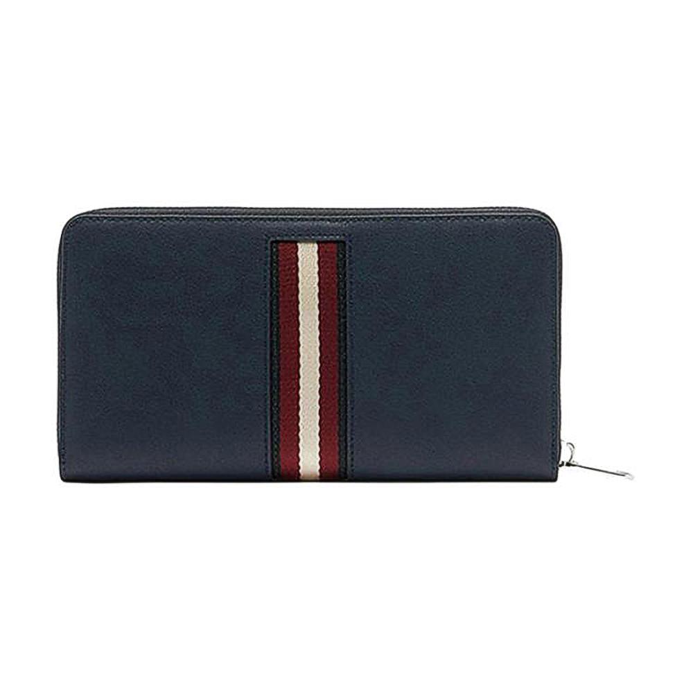 Bally Logo Zipper Long Leather Wallet Men Wallet Dark-Blue 6310123